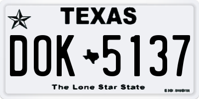 TX license plate DOK5137