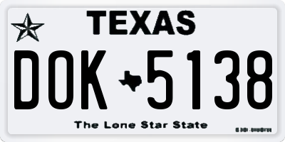 TX license plate DOK5138