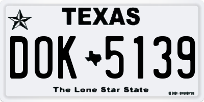 TX license plate DOK5139