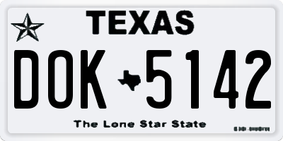 TX license plate DOK5142