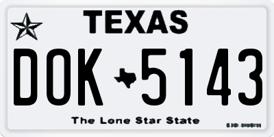 TX license plate DOK5143