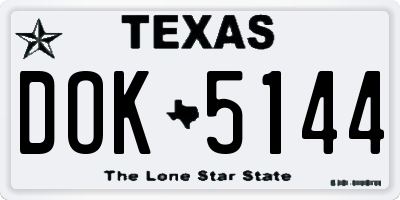 TX license plate DOK5144