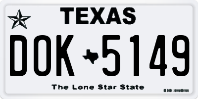 TX license plate DOK5149