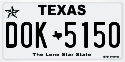 TX license plate DOK5150