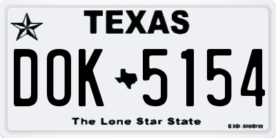 TX license plate DOK5154