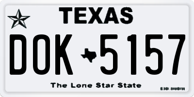 TX license plate DOK5157