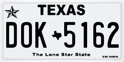TX license plate DOK5162