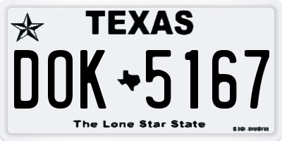 TX license plate DOK5167