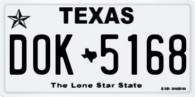 TX license plate DOK5168