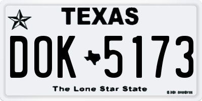 TX license plate DOK5173