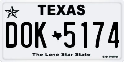 TX license plate DOK5174