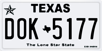 TX license plate DOK5177