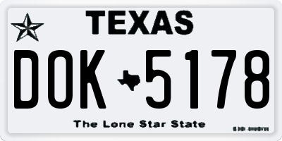 TX license plate DOK5178