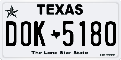 TX license plate DOK5180