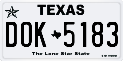 TX license plate DOK5183