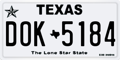 TX license plate DOK5184