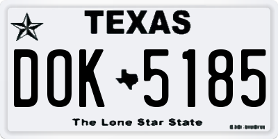 TX license plate DOK5185