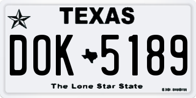 TX license plate DOK5189
