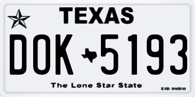 TX license plate DOK5193