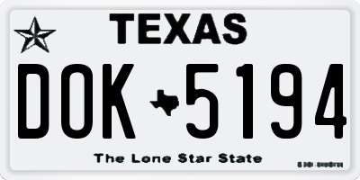 TX license plate DOK5194