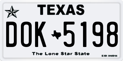 TX license plate DOK5198