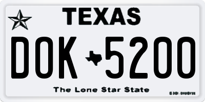 TX license plate DOK5200