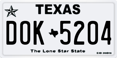 TX license plate DOK5204