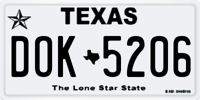 TX license plate DOK5206