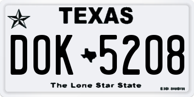 TX license plate DOK5208