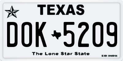 TX license plate DOK5209