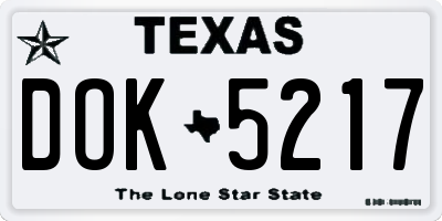 TX license plate DOK5217