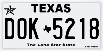 TX license plate DOK5218
