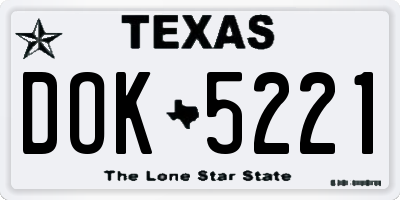 TX license plate DOK5221