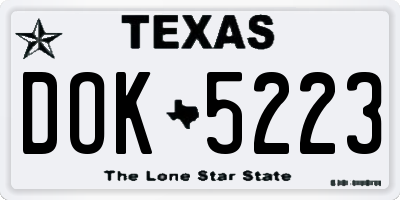 TX license plate DOK5223