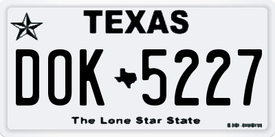TX license plate DOK5227