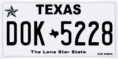 TX license plate DOK5228