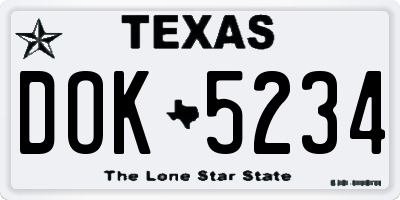 TX license plate DOK5234