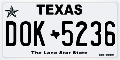 TX license plate DOK5236