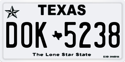 TX license plate DOK5238