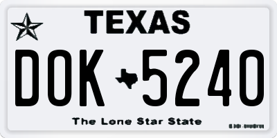 TX license plate DOK5240