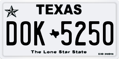 TX license plate DOK5250