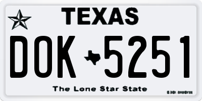 TX license plate DOK5251