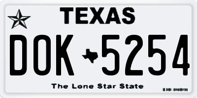 TX license plate DOK5254