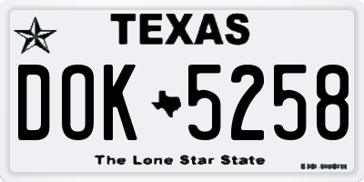 TX license plate DOK5258