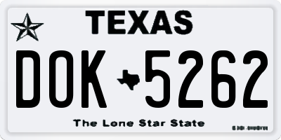 TX license plate DOK5262