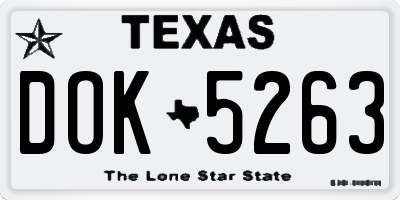 TX license plate DOK5263