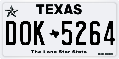 TX license plate DOK5264