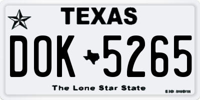 TX license plate DOK5265