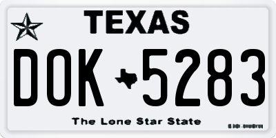 TX license plate DOK5283