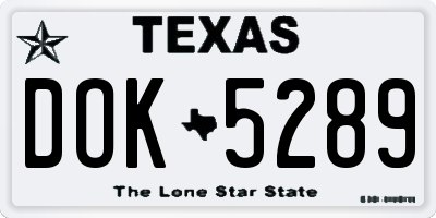 TX license plate DOK5289